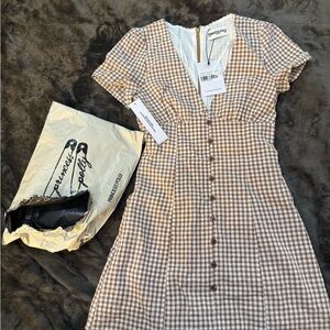 Princess Polly Brown & White Gingham Button-Front Mini Dress